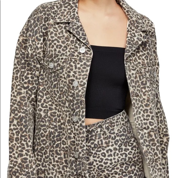 Urban Outfitters Leopard Jean Jacket 
